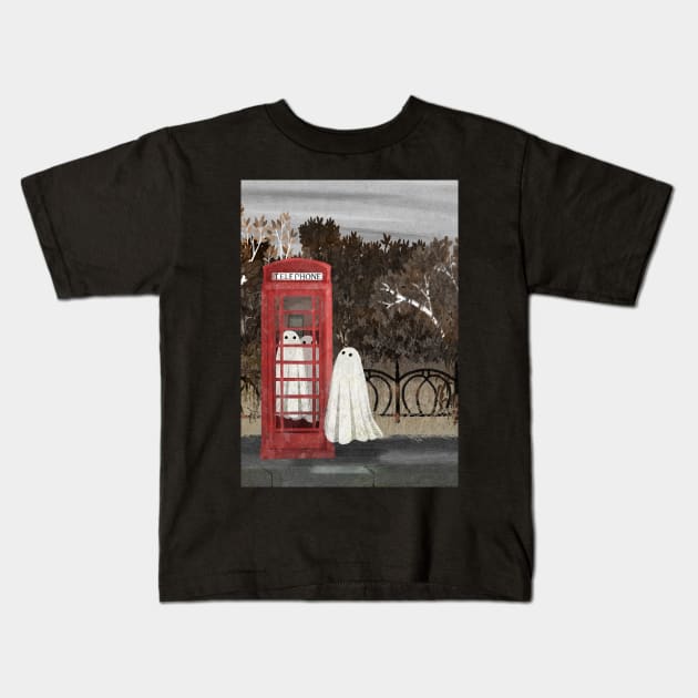 There Are Ghosts in the Phone Box Again... Kids T-Shirt by KatherineBlowerDesigns